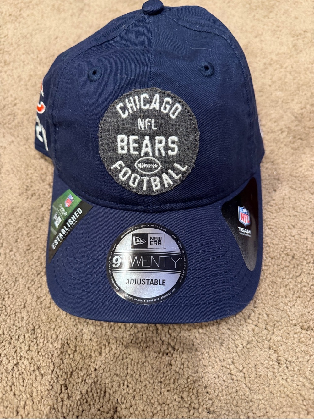 New Era Navy Chicago Bears Patch 9TWENTY Adjustable Cap